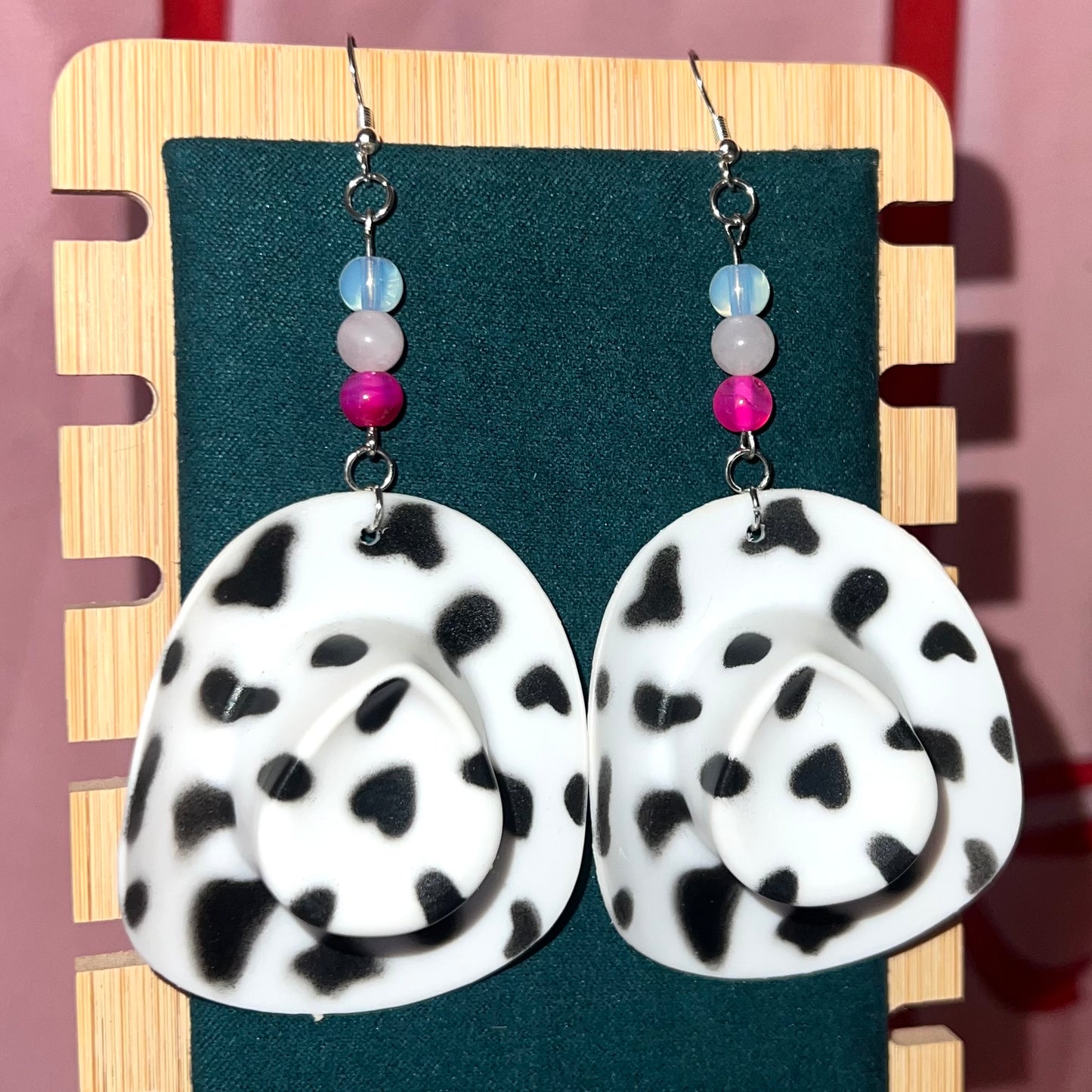 “Cunty Crystal Cowgirl” - Y2k Real Crystal, Stone, and Cowboy Hat Earrings