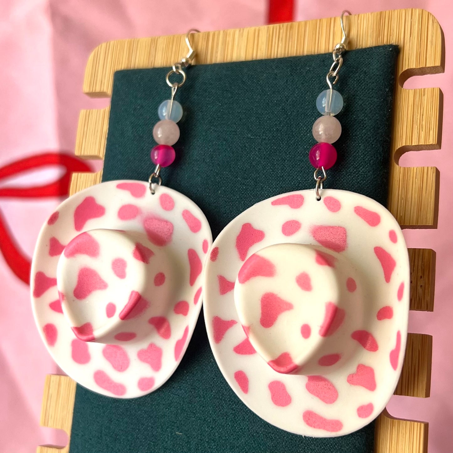 “Cunty Crystal Cowgirl” - Y2k Real Crystal, Stone, and Cowboy Hat Earrings