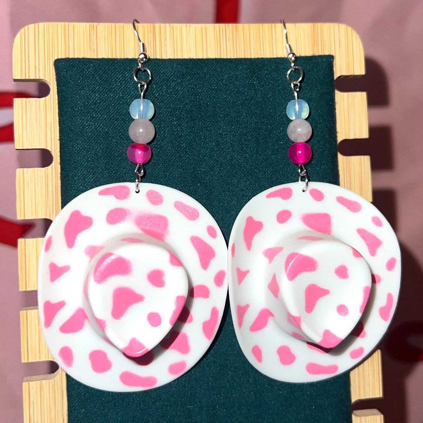 “Cunty Crystal Cowgirl” - Y2k Real Crystal, Stone, and Cowboy Hat Earrings