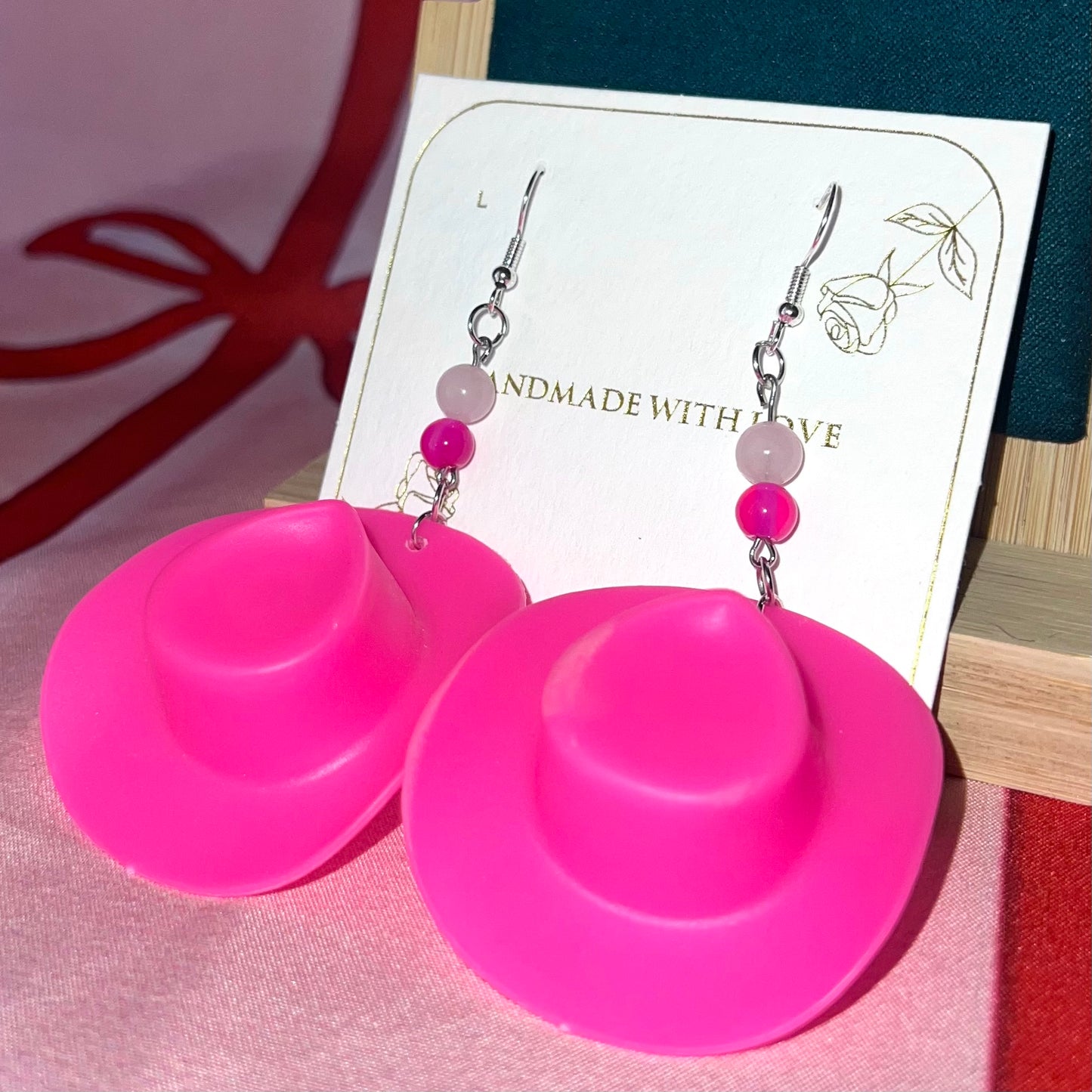 “Cunty Crystal Cowgirl” - Y2k Real Crystal, Stone, and Cowboy Hat Earrings