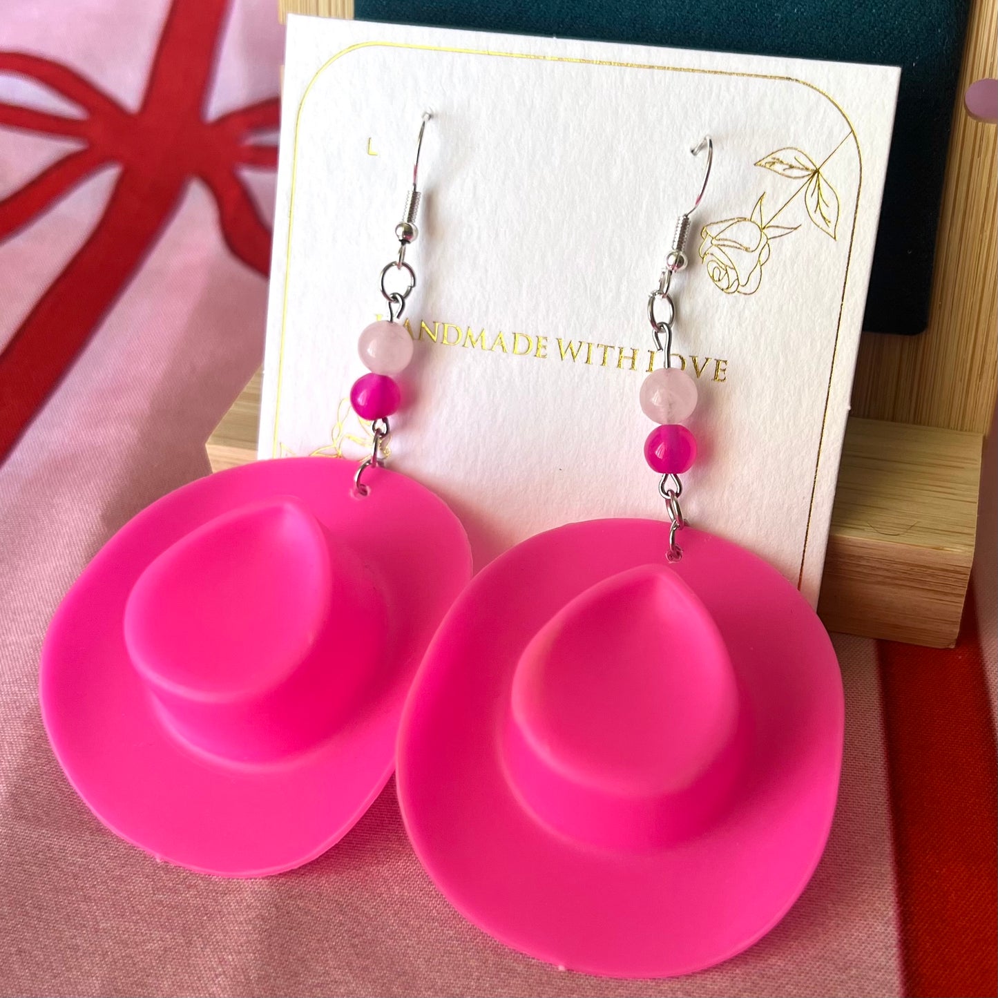 “Cunty Crystal Cowgirl” - Y2k Real Crystal, Stone, and Cowboy Hat Earrings