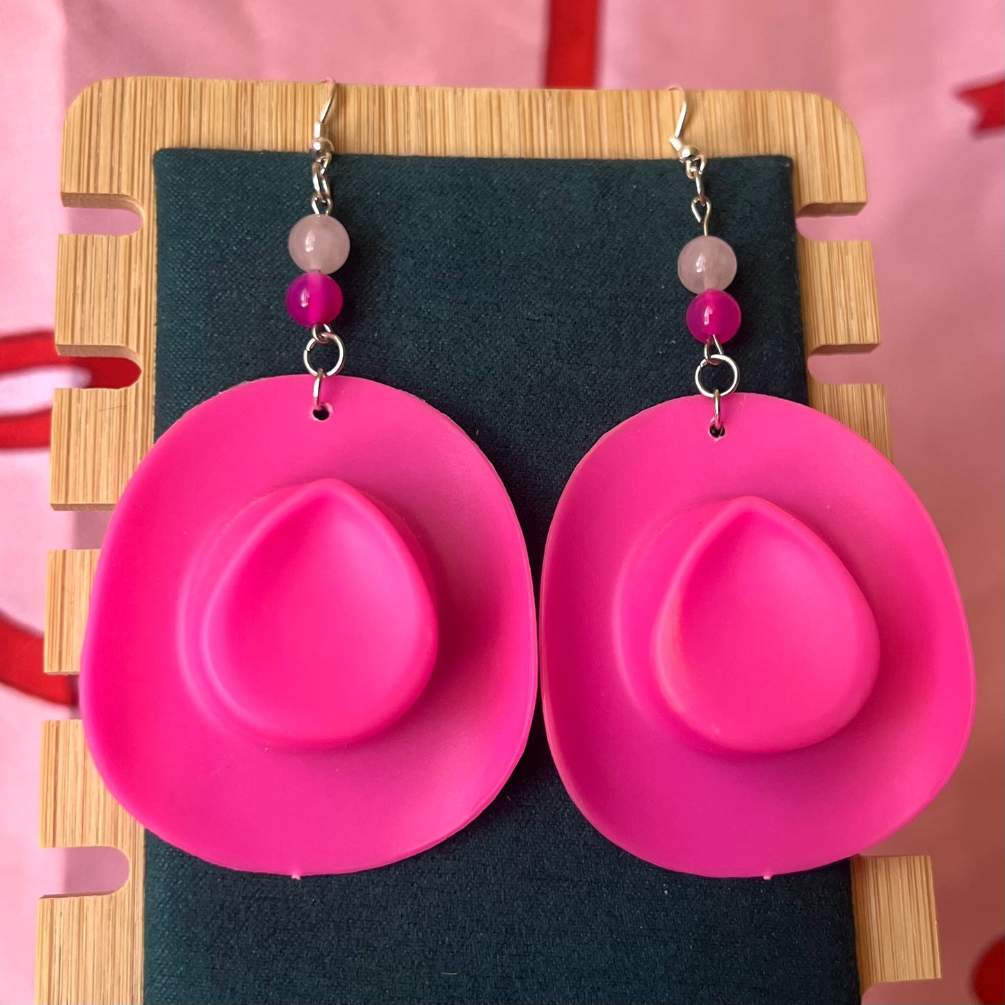 “Cunty Crystal Cowgirl” - Y2k Real Crystal, Stone, and Cowboy Hat Earrings