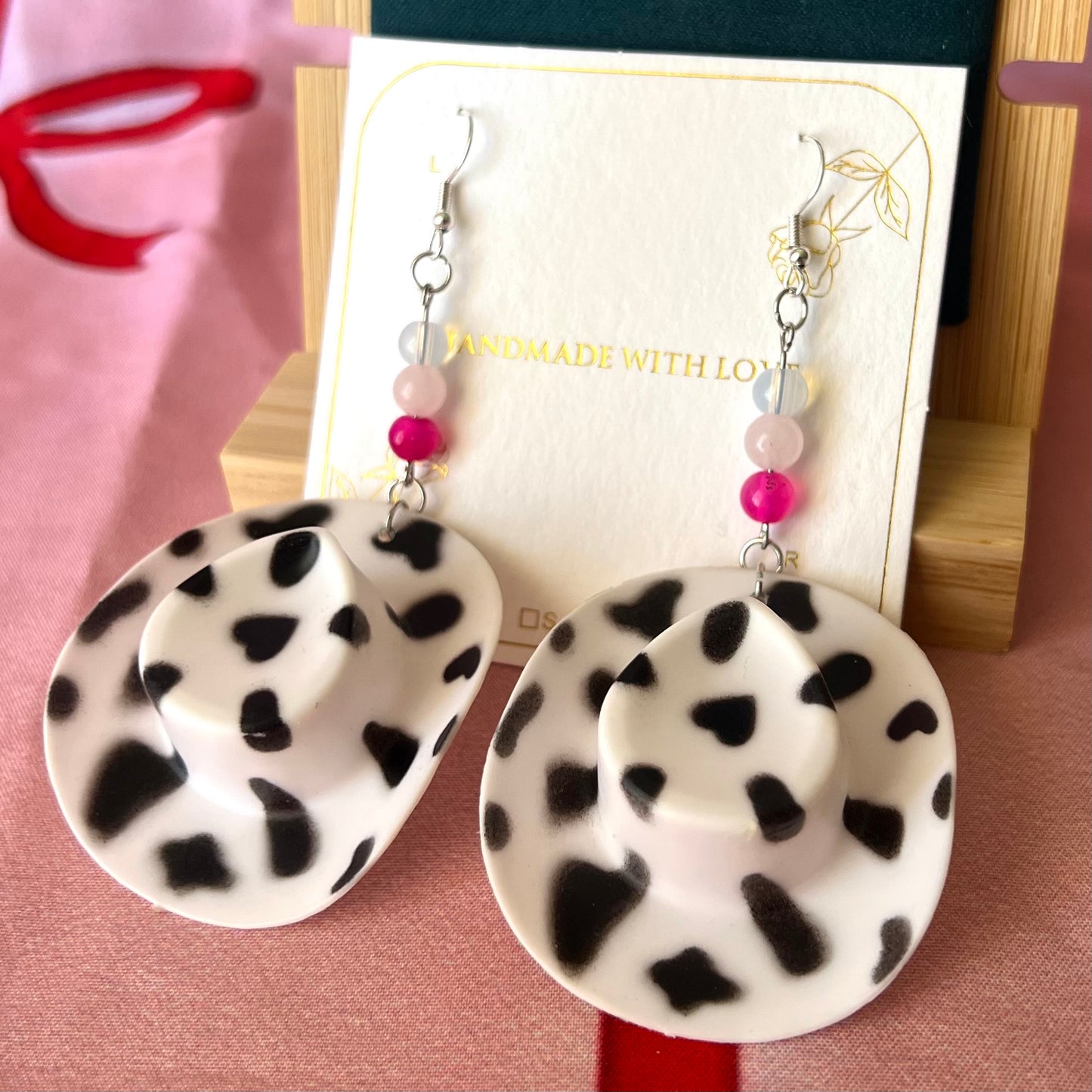 “Cunty Crystal Cowgirl” - Y2k Real Crystal, Stone, and Cowboy Hat Earrings