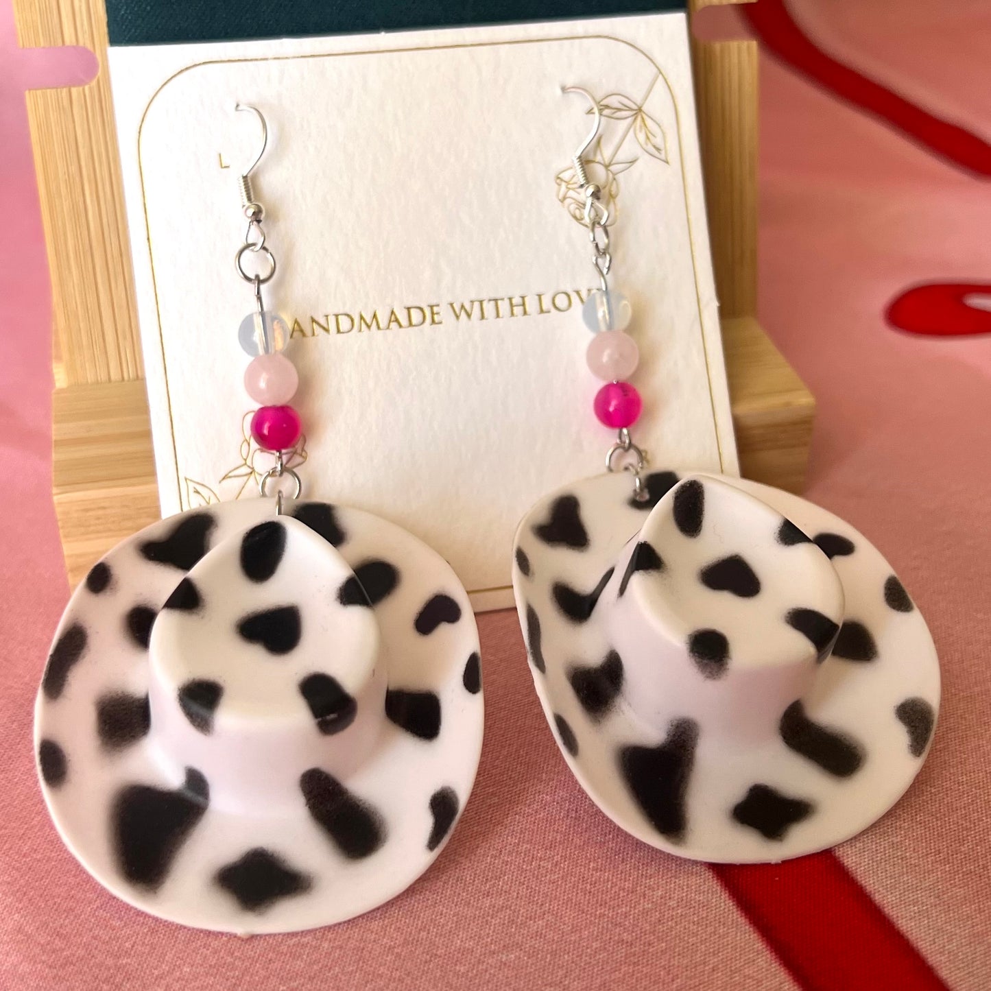 “Cunty Crystal Cowgirl” - Y2k Real Crystal, Stone, and Cowboy Hat Earrings