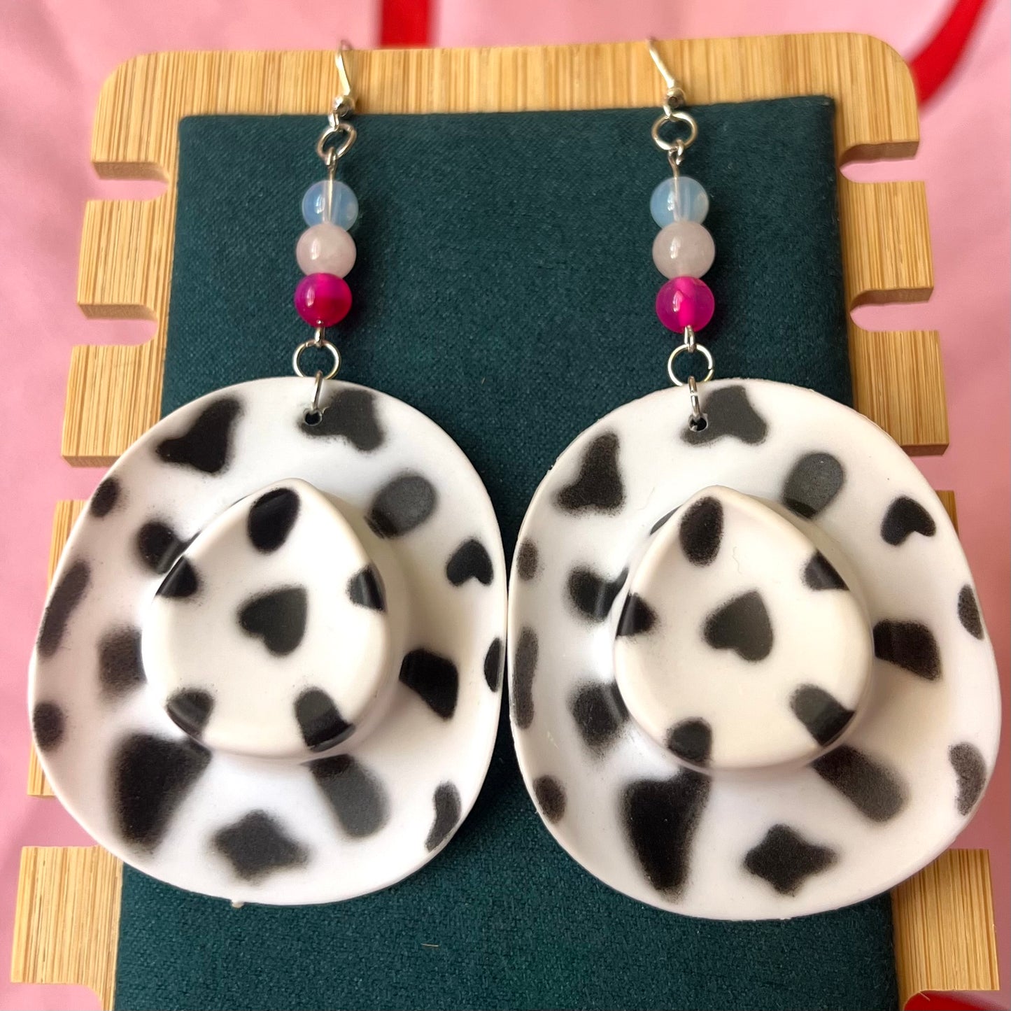 “Cunty Crystal Cowgirl” - Y2k Real Crystal, Stone, and Cowboy Hat Earrings