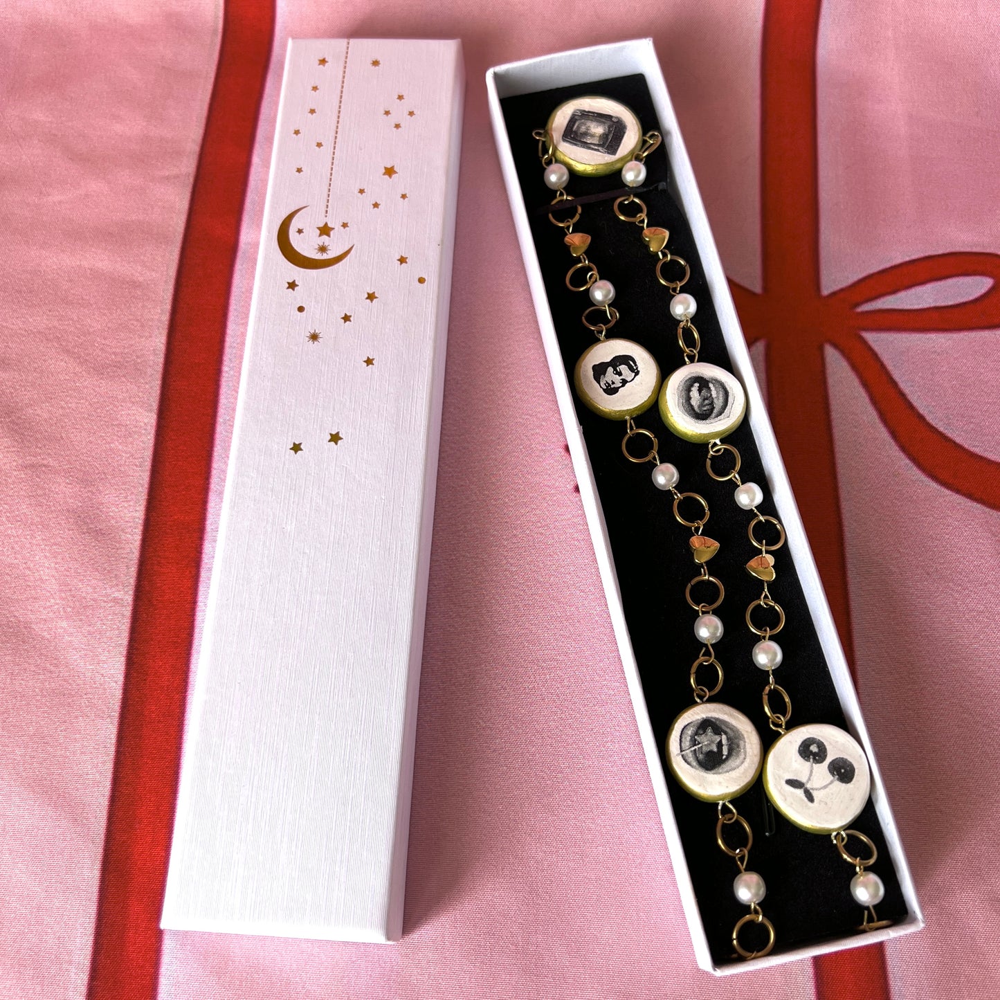Cutout Gold Heart & Faux Pearl Beads Necklace — “Stone of Stability” Collection