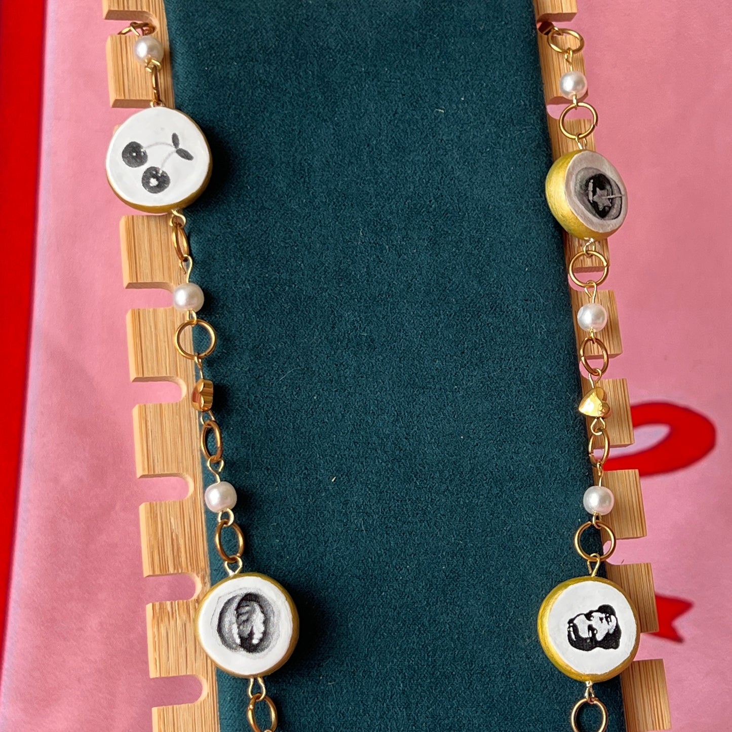 Cutout Gold Heart & Faux Pearl Beads Necklace — “Stone of Stability” Collection