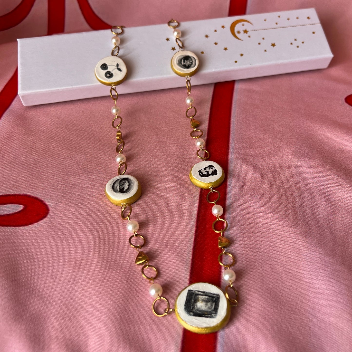 Cutout Gold Heart & Faux Pearl Beads Necklace — “Stone of Stability” Collection