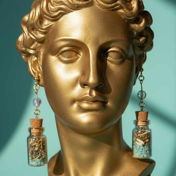 Strength & Protection Amazonite and Opal Spell Jar Earrings