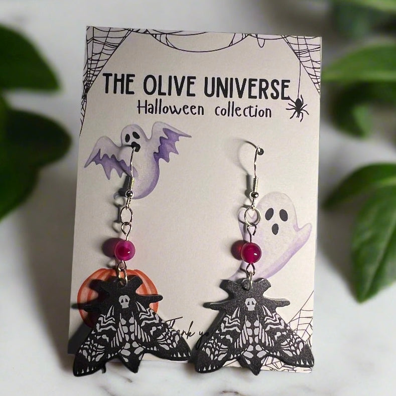 ✨ Pink Agate Enchanted Moth Earrings ✨