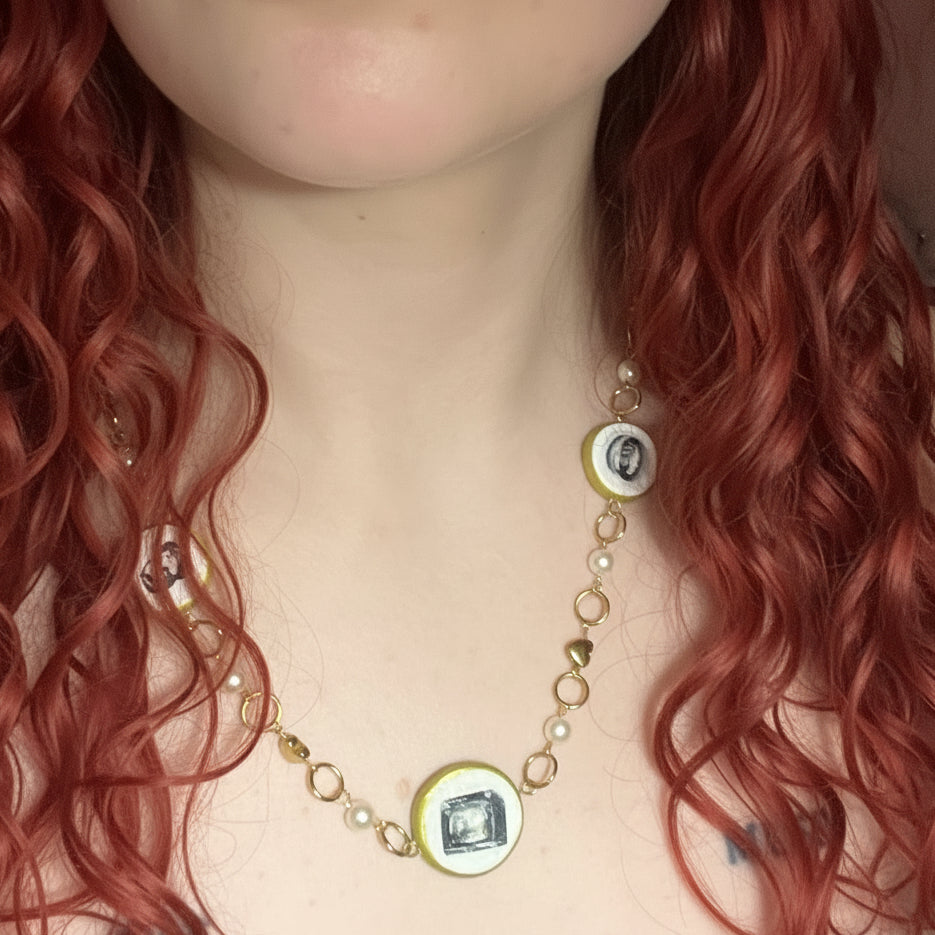 Cutout Gold Heart & Faux Pearl Beads Necklace — “Stone of Stability” Collection