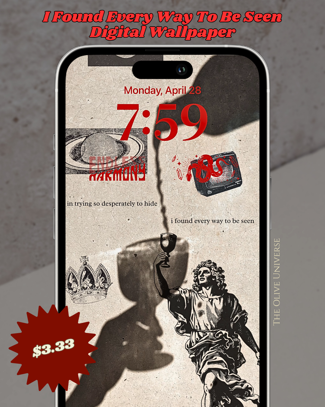 Digital Wallpaper Bundle — 3 Gothic & Metaphysical Poetic Lockscreens
