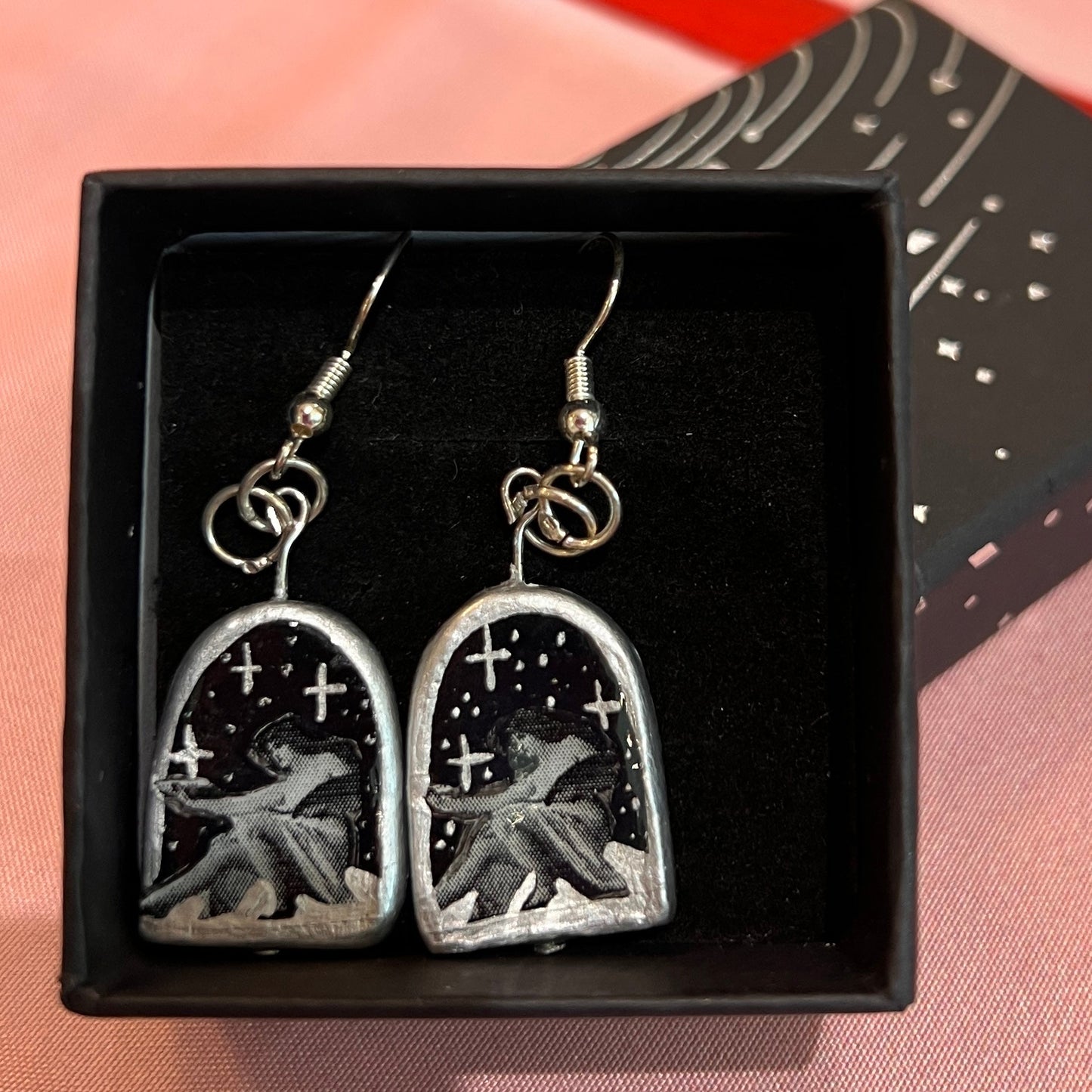 Celestial Oil Painting Earrings | John William Goward & Luis Ricardo Falero Liminal Fine Art | Silver-Plated Findings