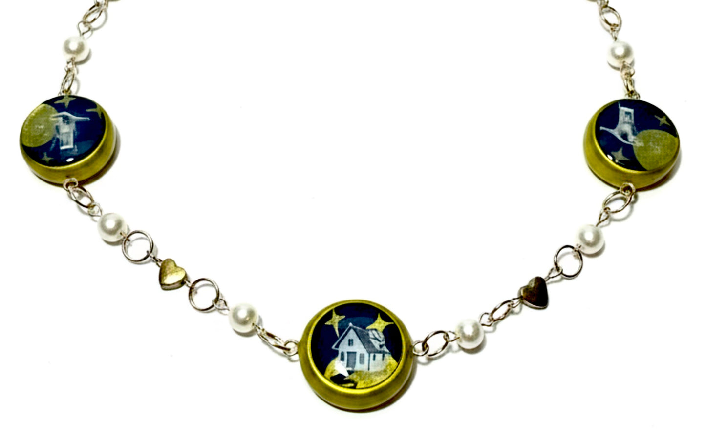 Cosmic Choker — Ethereal Metallic Collage Charm Necklace