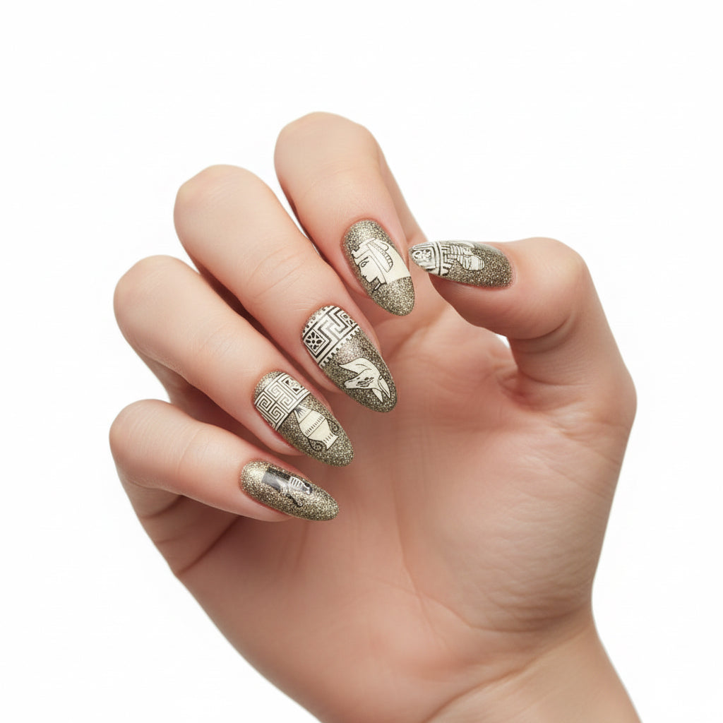 Silver Egyptian Inspired False Nails
