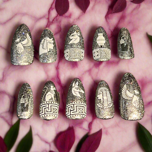 Silver Egyptian Inspired False Nails