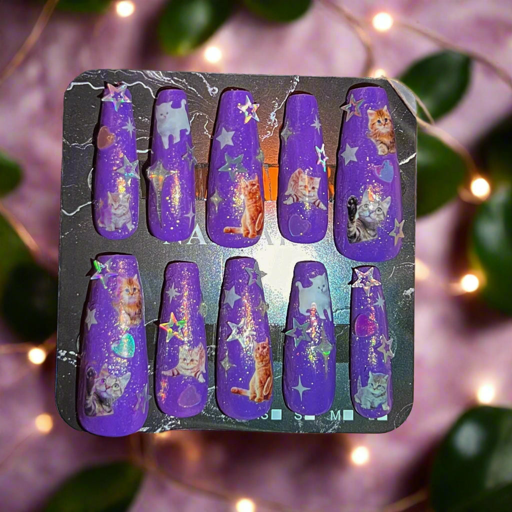 Cosmic Cat Custom Press-On Nails