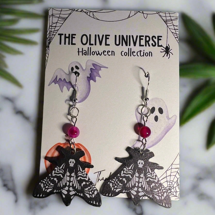 ✨ Pink Agate Enchanted Moth Earrings ✨