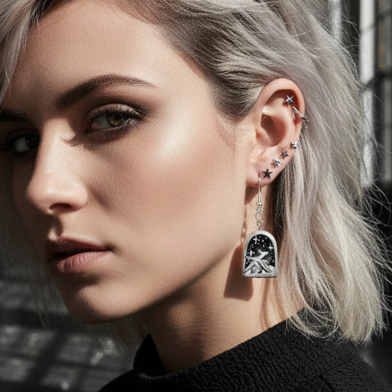 Enchanted Multidimensional Arch Earrings — Handmade Clay Liminal Collage Art