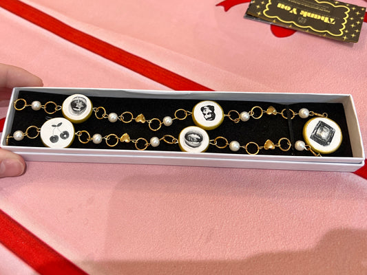 Cutout Gold Heart & Faux Pearl Beads Necklace — “Stone of Stability” Collection