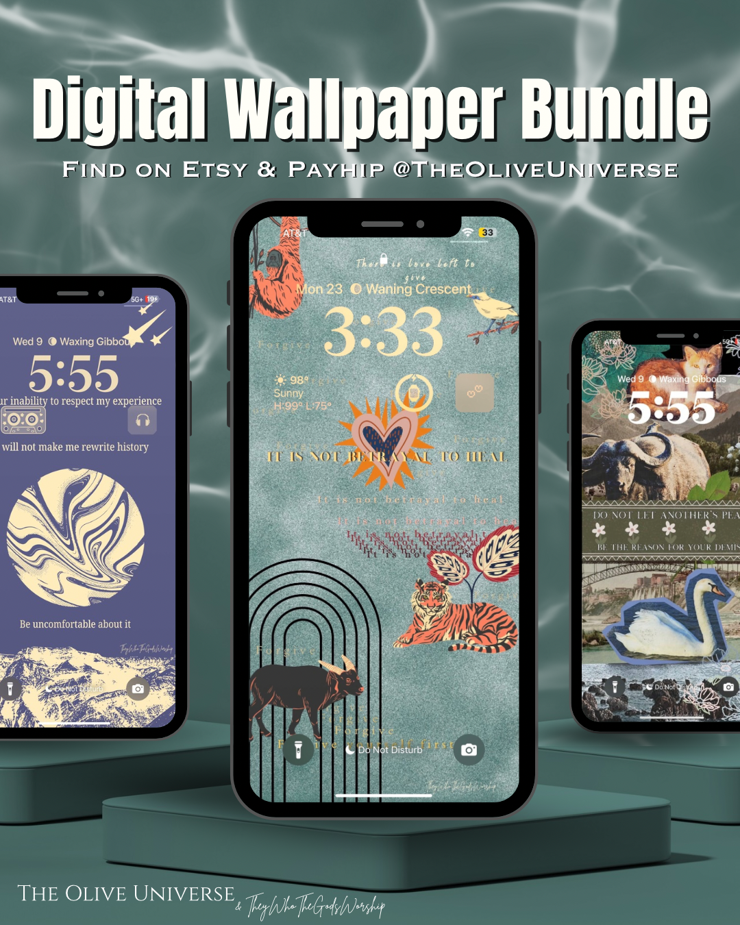 Self-Love Digital Wallpaper Bundle — 3 Poetic iPhone Lockscreens for Healing & Empowerment