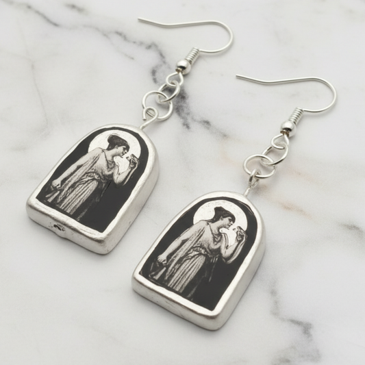 Enchanted Multidimensional Arch Earrings — Handmade Clay Liminal Collage Art