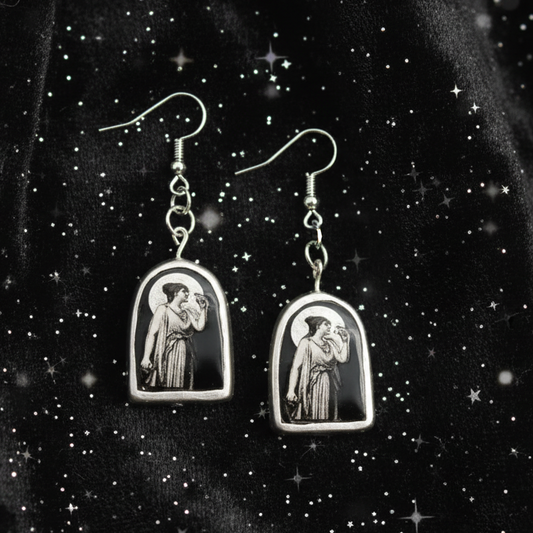 Celestial Oil Painting Earrings | John William Goward & Luis Ricardo Falero Liminal Fine Art | Silver-Plated Findings