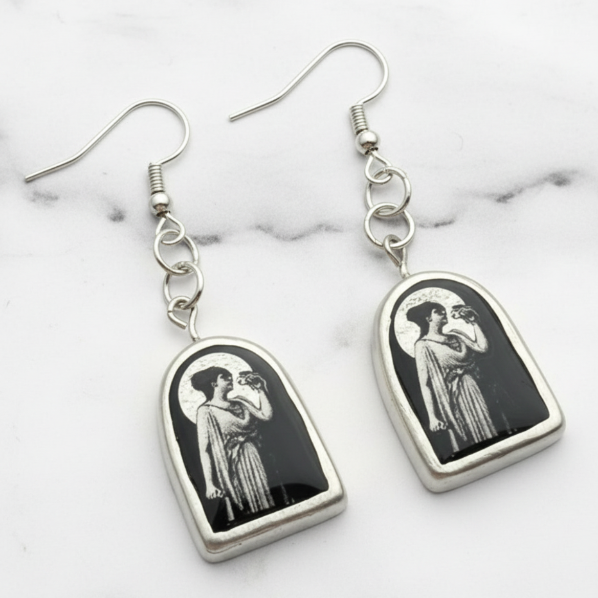 Enchanted Multidimensional Arch Earrings — Handmade Clay Liminal Collage Art