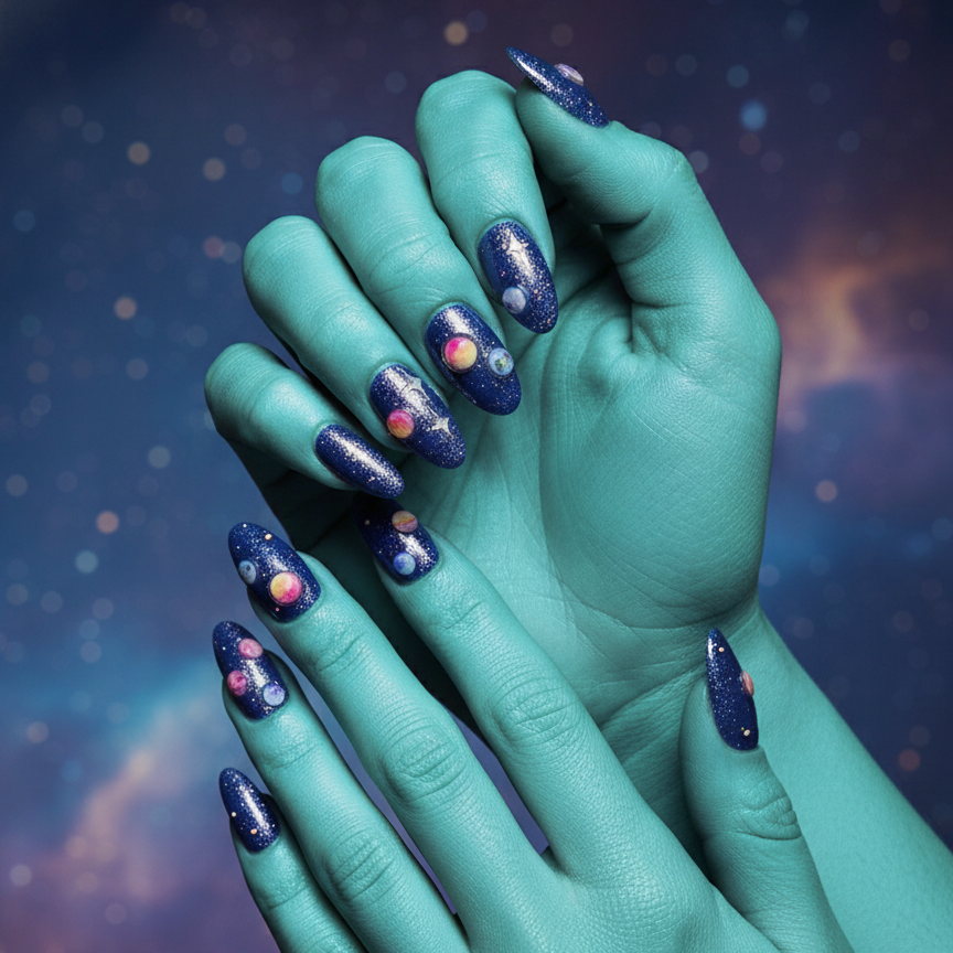 🌌✨ Soulmate Nail Duo — Sparkling Starlight + Galactic Horizon ✨🌌