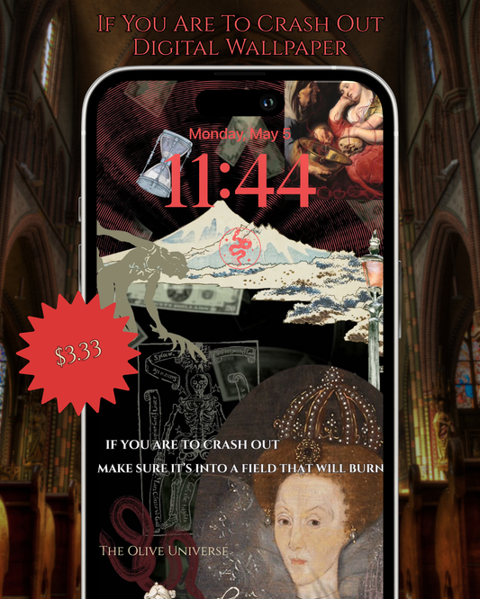 If You Are To Crash Out - Dark Academia Gothic Digital iPhone Lockscreen Wallpaper Poem