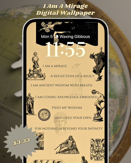 Digital iPhone Aesthetic Lockscreen Wallpaper Poem - I Am A Mirage