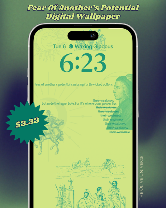 Fear Of Another’s Potential - Lime & Teal Digital iPhone Lockscreen Wallpaper Poem