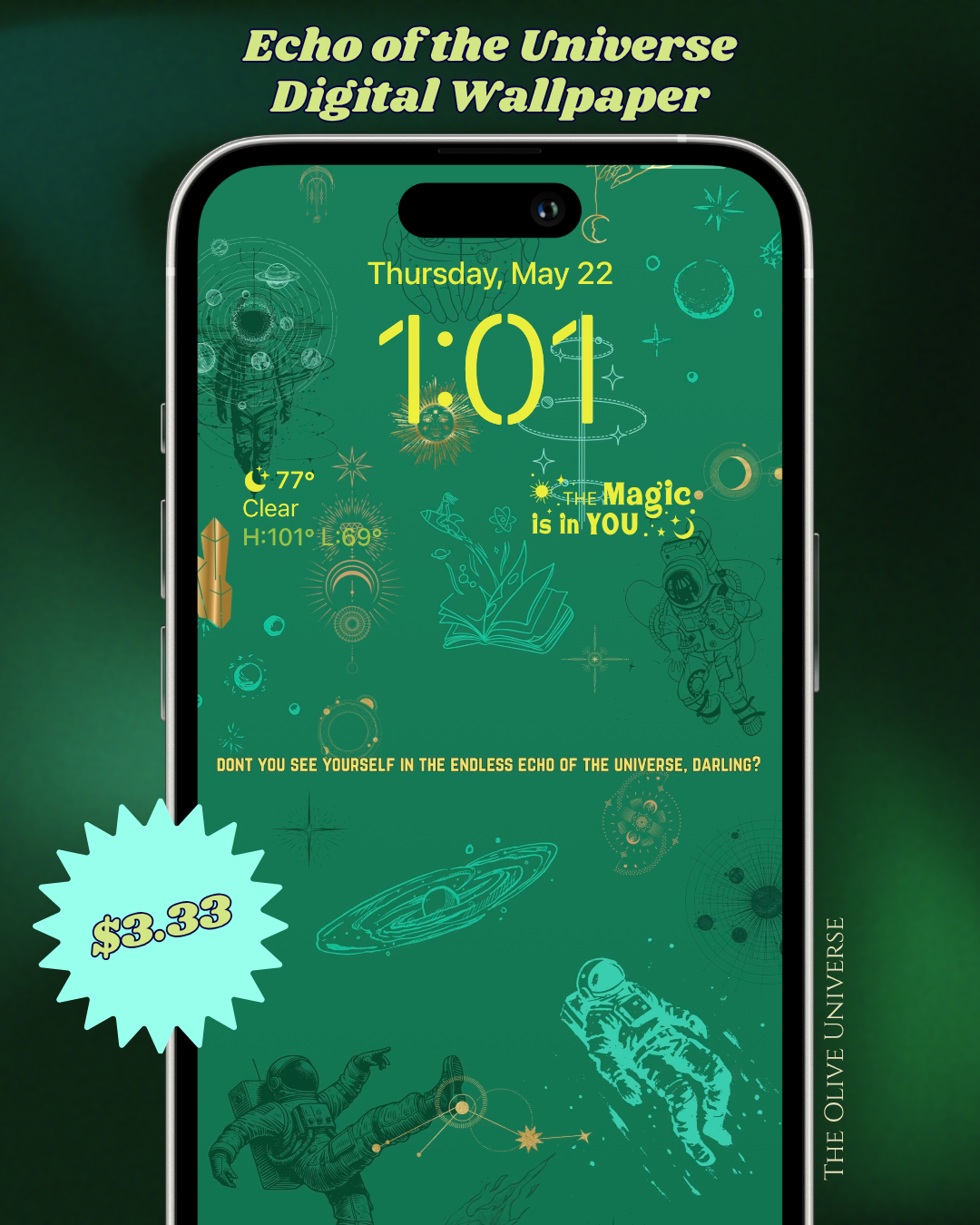 Endless Echo Of The Universe - Cosmic Digital iPhone Lockscreen Wallpaper Poem