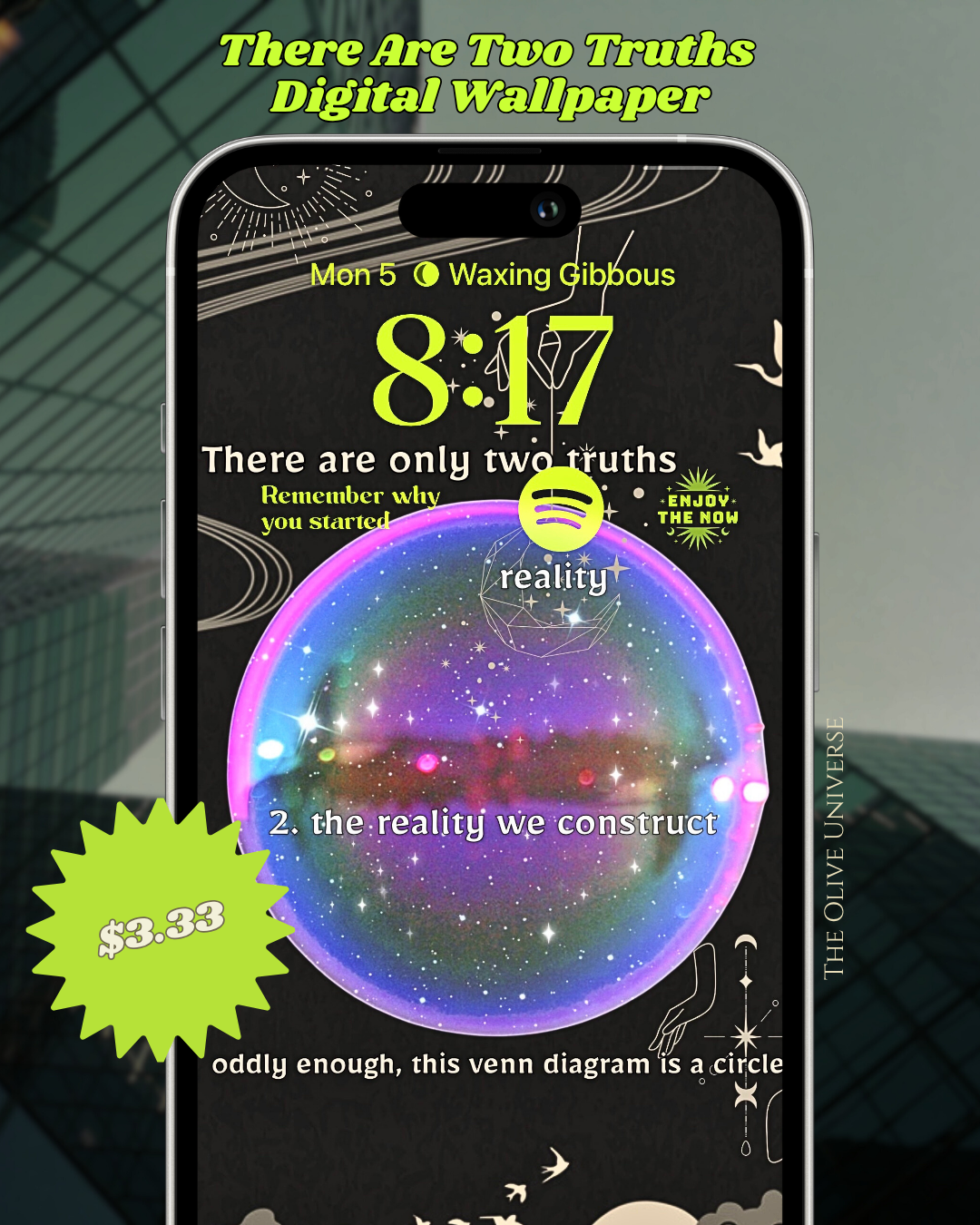 Digital Aesthetic iPhone Lockscreen Poem - There Are Only Two Truths