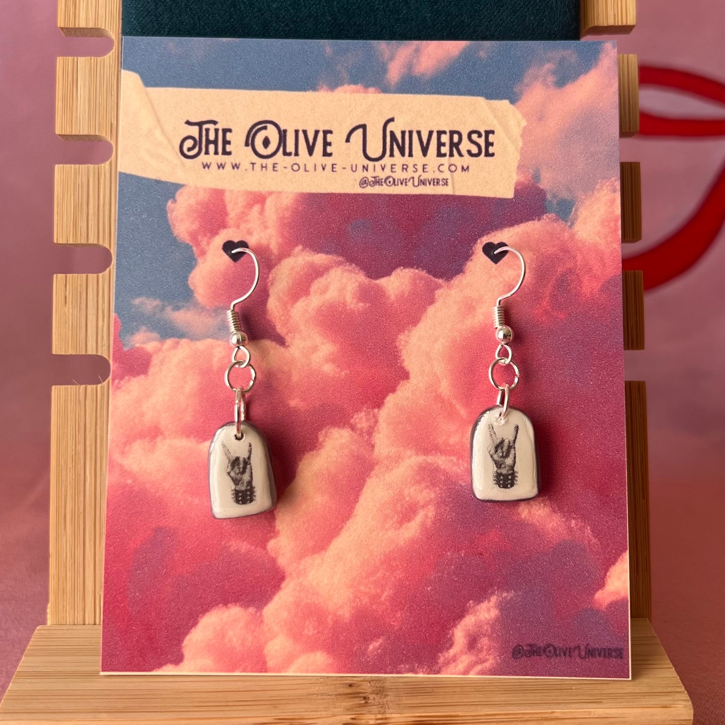 Greyscale Mini Arch Earrings Collection | Halftone Retrowave Charms | Silver Hypoallergenic Hooks | Choose Duck, Kittens, Skeleton, or Cactus