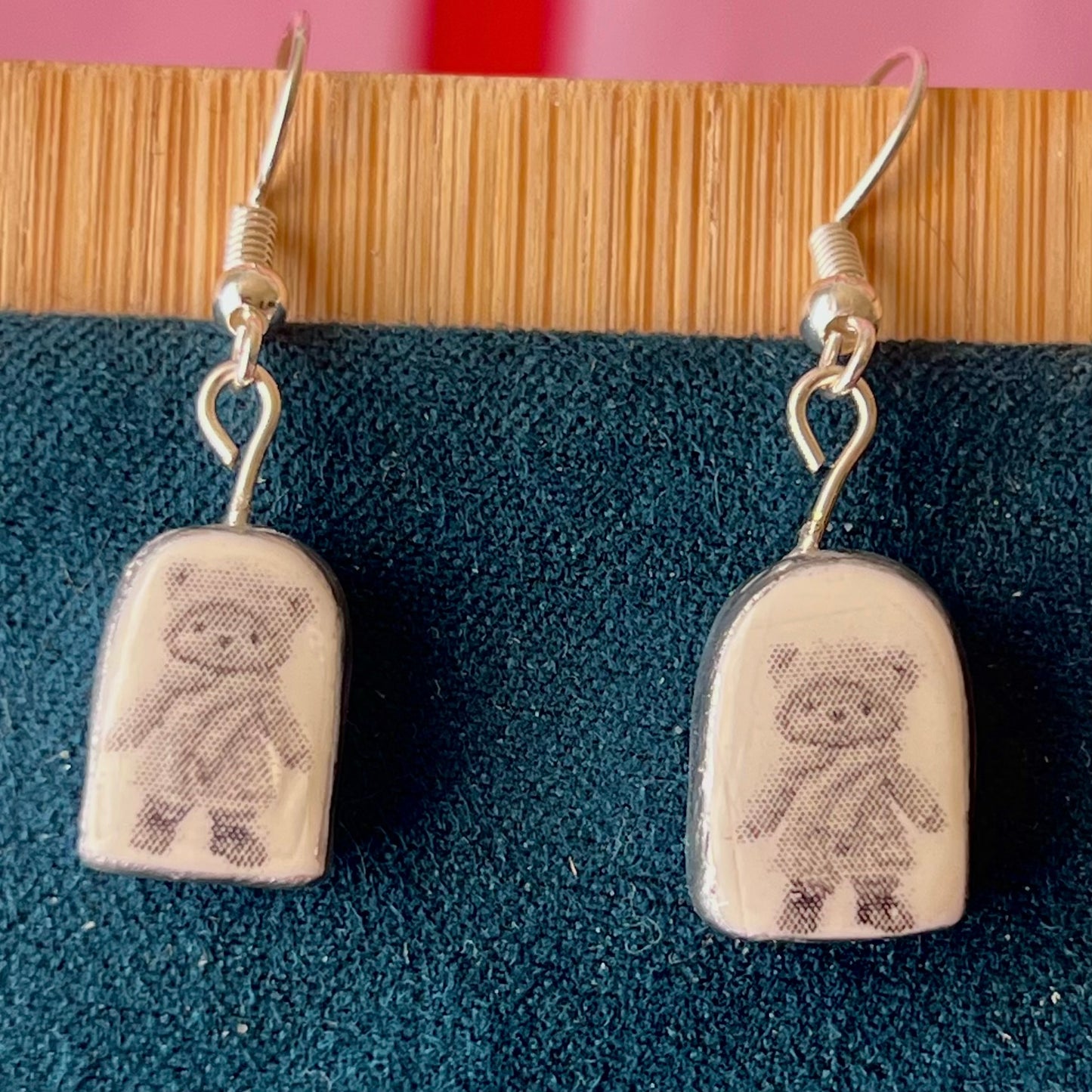 Greyscale Mini Arch Earrings Collection | Halftone Retrowave Charms | Silver Hypoallergenic Hooks | Choose Duck, Kittens, Skeleton, or Cactus