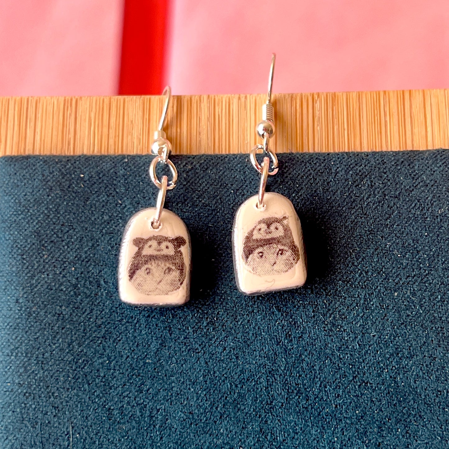 Greyscale Mini Arch Earrings Collection | Halftone Retrowave Charms | Silver Hypoallergenic Hooks | Choose Duck, Kittens, Skeleton, or Cactus