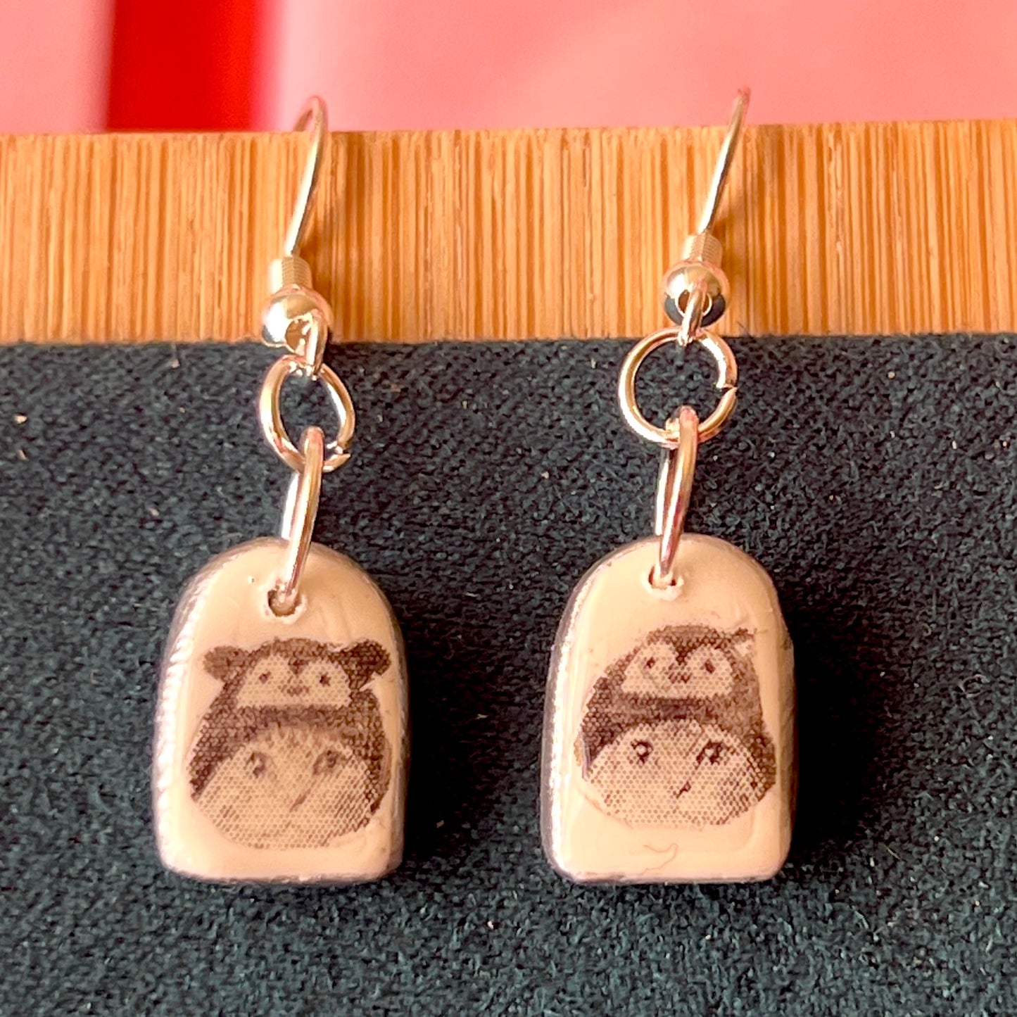 Greyscale Mini Arch Earrings Collection | Halftone Retrowave Charms | Silver Hypoallergenic Hooks | Choose Duck, Kittens, Skeleton, or Cactus