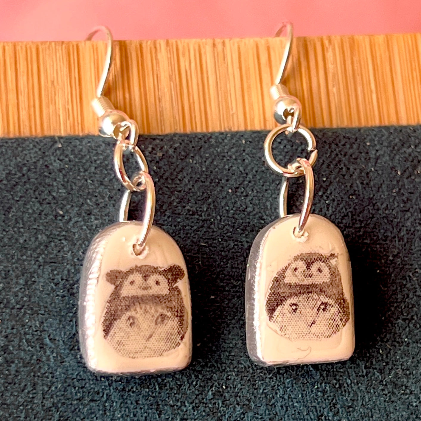 Greyscale Mini Arch Earrings Collection | Halftone Retrowave Charms | Silver Hypoallergenic Hooks | Choose Duck, Kittens, Skeleton, or Cactus