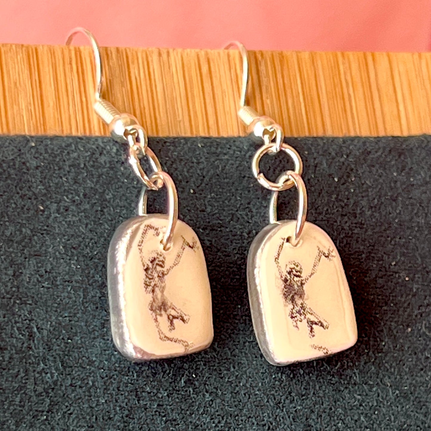 Greyscale Mini Arch Earrings Collection | Halftone Retrowave Charms | Silver Hypoallergenic Hooks | Choose Duck, Kittens, Skeleton, or Cactus