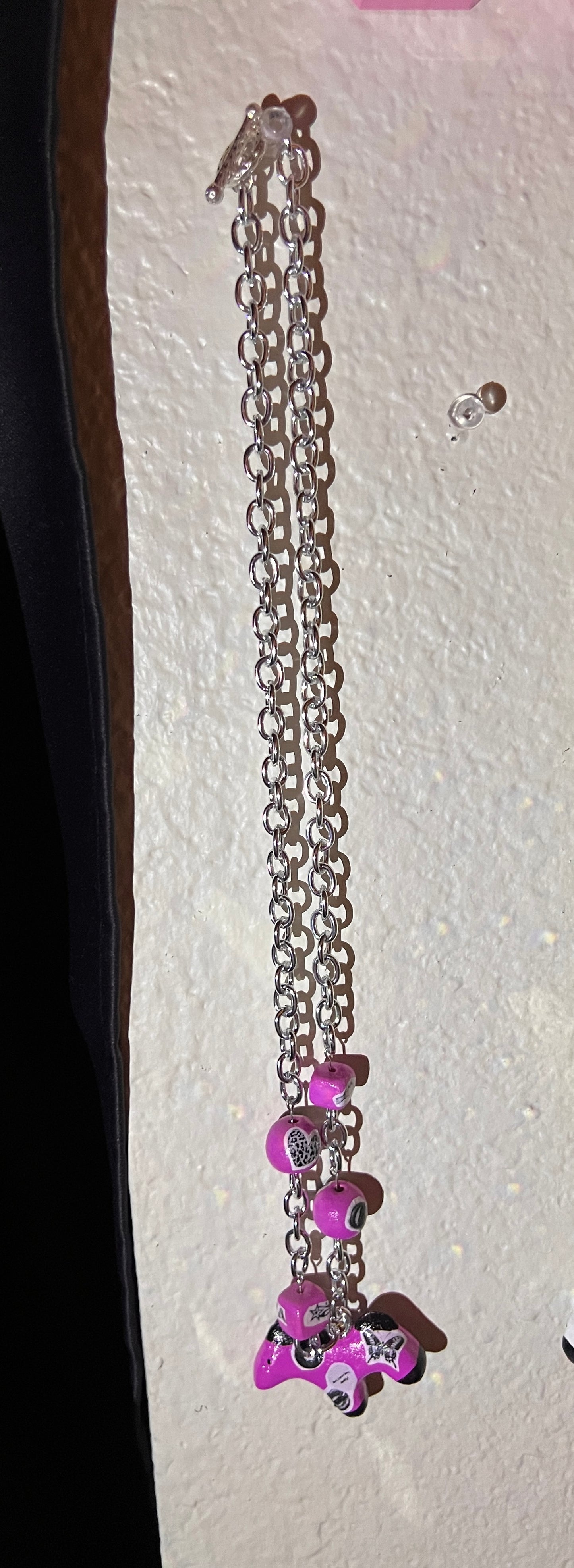 pink cut out collage beads & horse charm necklace