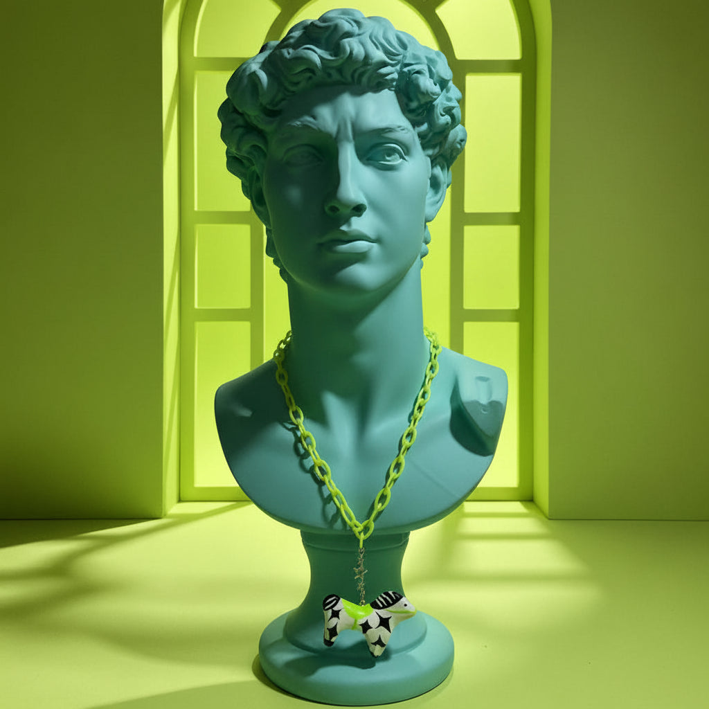 Green Circus Clowncore Horse Necklace