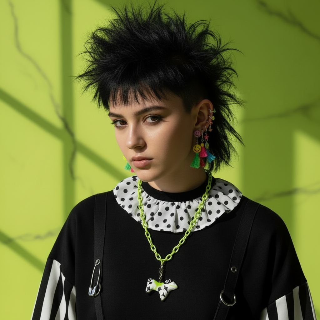 Green Circus Clowncore Horse Necklace