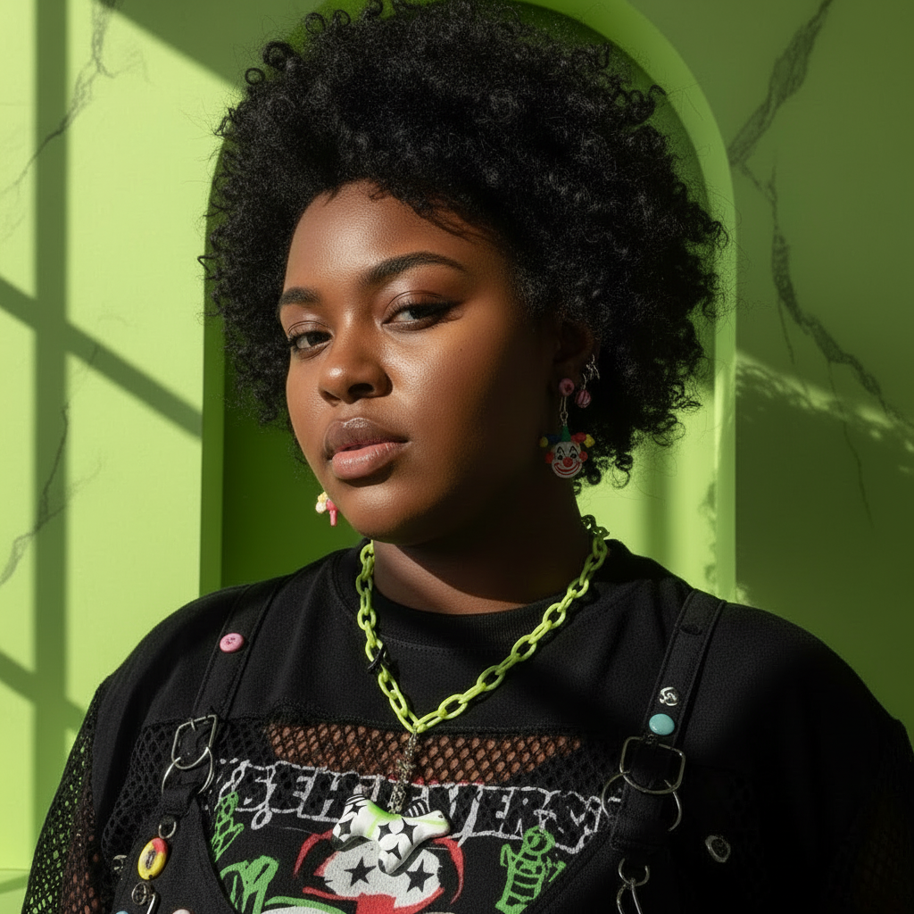 Green Circus Clowncore Horse Necklace