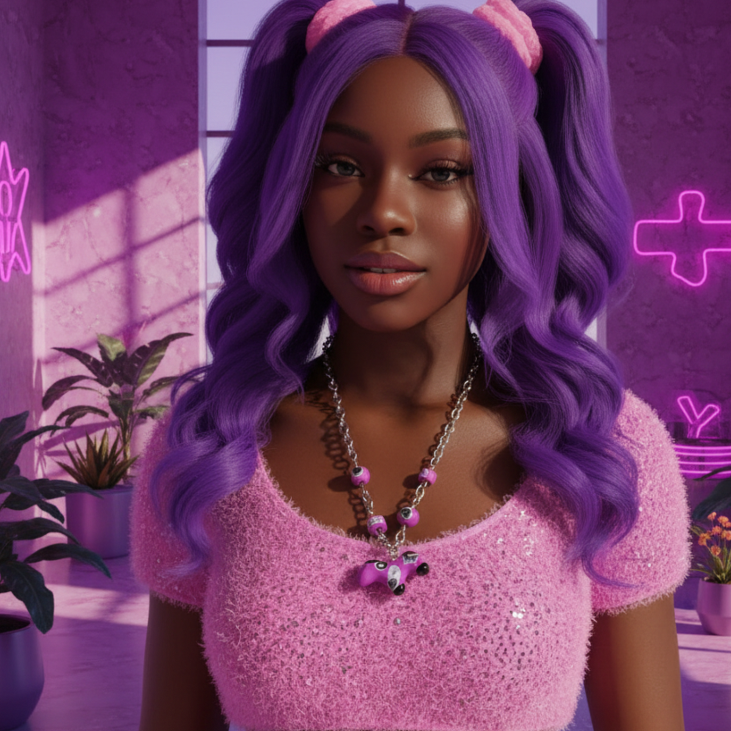 “But I Love Her, Daddy!” Pink Collage Horse Necklace — Y2K Grunge Clay Beads & Avant Garde Charm Jewelry