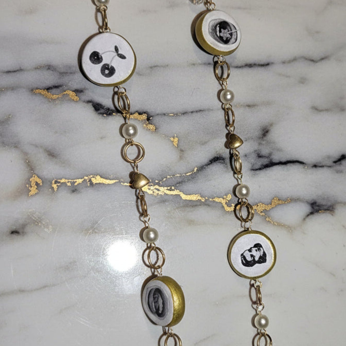 Cutout Gold Heart & Faux Pearl Beads Necklace — “Stone of Stability” Collection