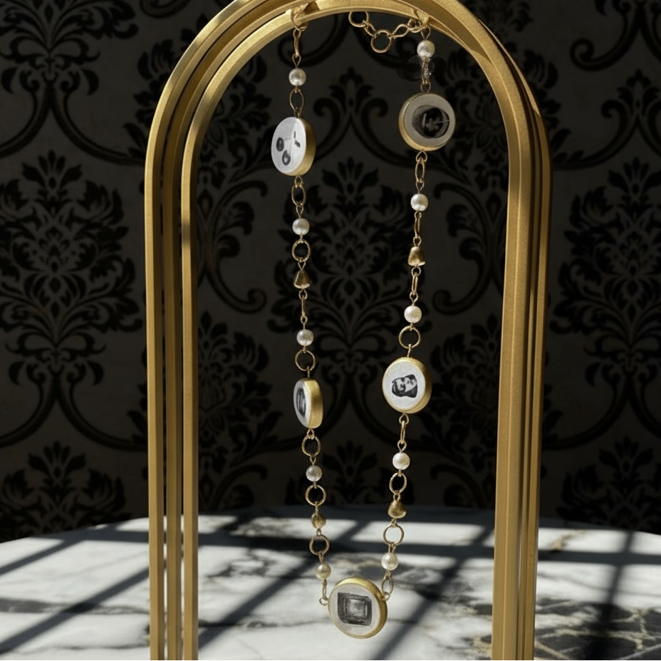 Cutout Gold Heart & Faux Pearl Beads Necklace — “Stone of Stability” Collection