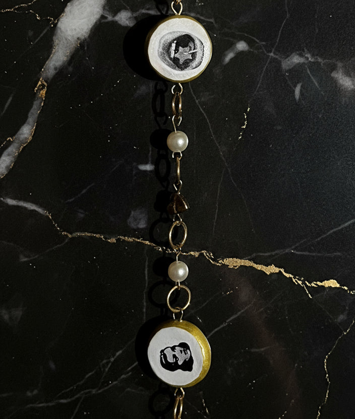 Cutout Gold Heart & Faux Pearl Beads Necklace — “Stone of Stability” Collection