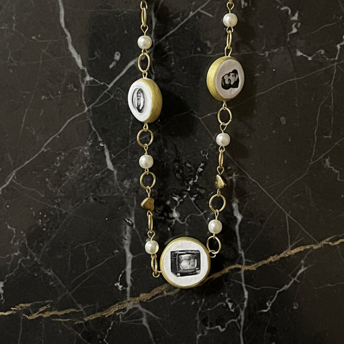 Cutout Gold Heart & Faux Pearl Beads Necklace — “Stone of Stability” Collection