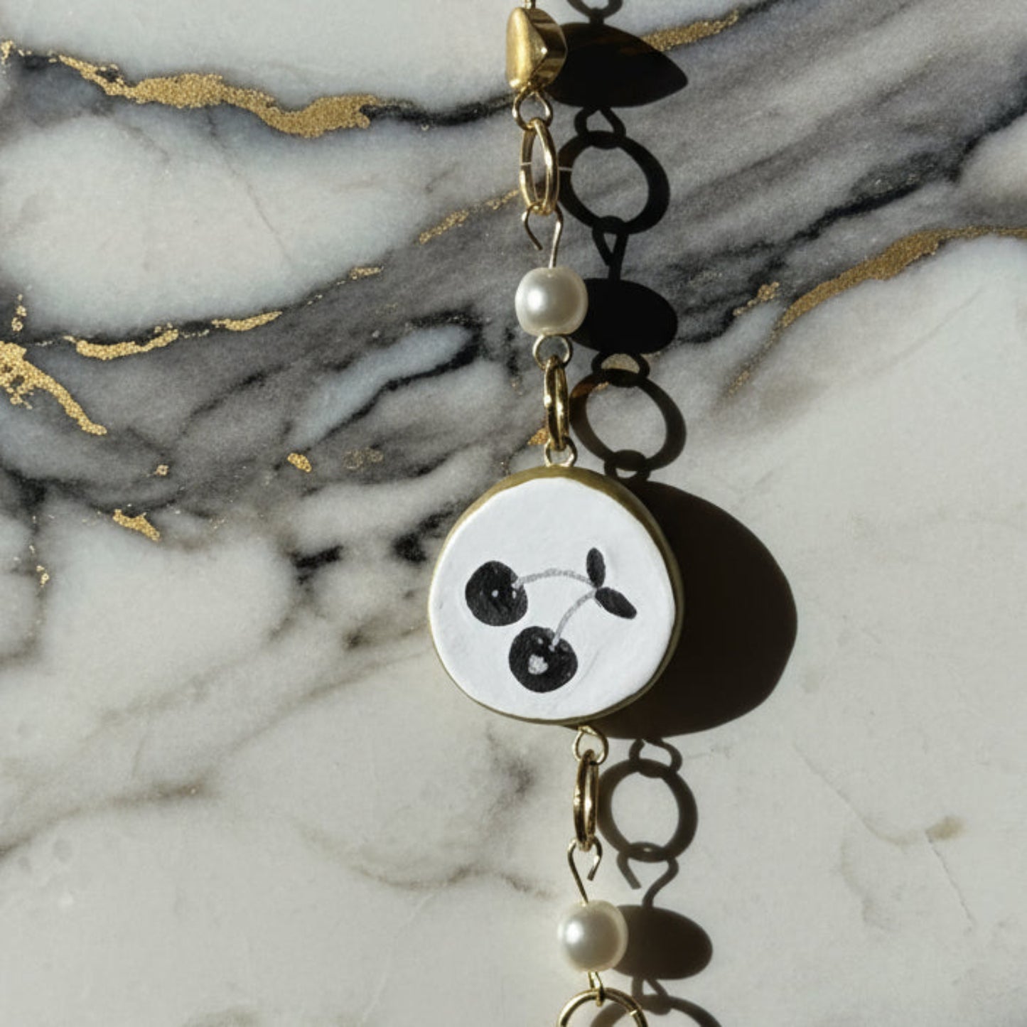 Cutout Gold Heart & Faux Pearl Beads Necklace — “Stone of Stability” Collection